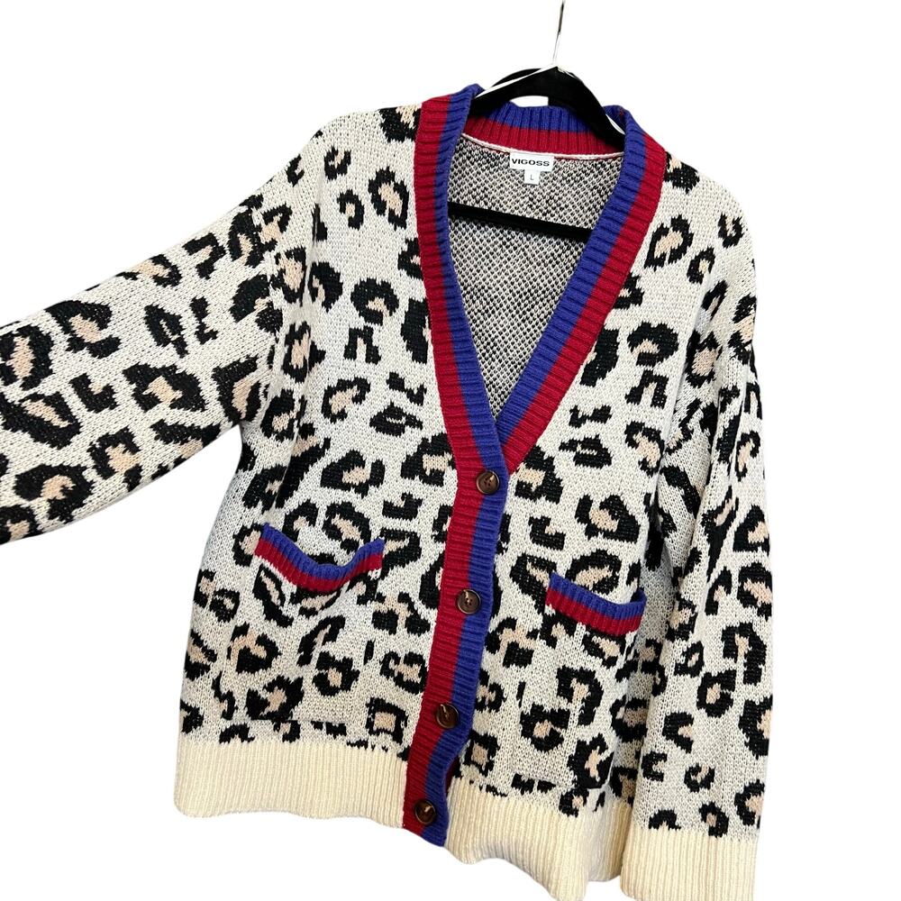 Vigoss Leopard Print Button Front Cardigan Red + … - image 1
